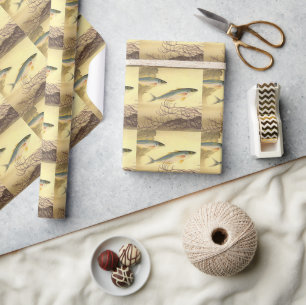 Makrelen im Ozean, Vintage-Japonismus-Kunst Geschenkpapier