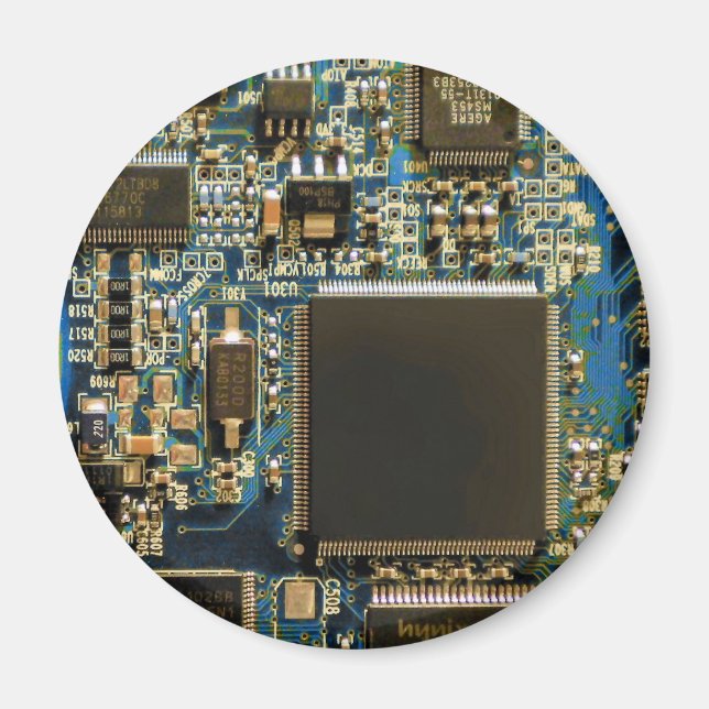 Makro Blaue Leiterplatte | PCB Foto Magnet (Vorne)
