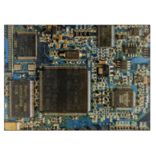 Makro Blaue Leiterplatte   PCB Foto Schneidebrett