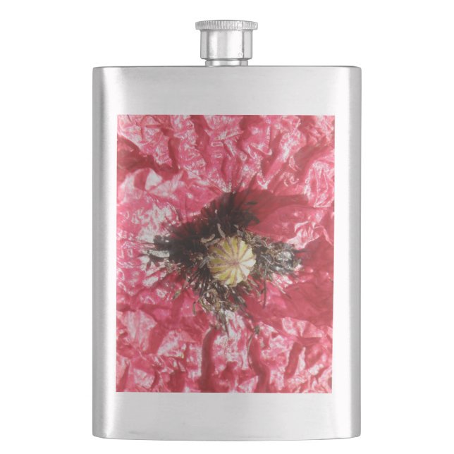 Makro-Flasche mit hübschem rotem Mohn Blume Flachmann (Vorderseite)