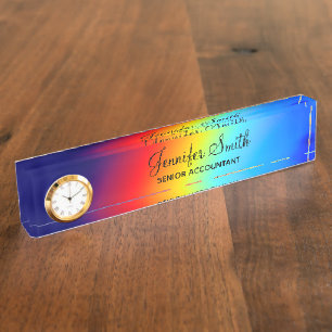 Makro Foto Holografischer Rainbow Ombre Namensplakette