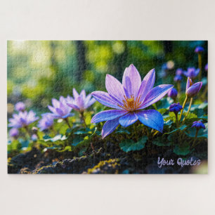 Makro Lila Waldwildblumen mit Tau
