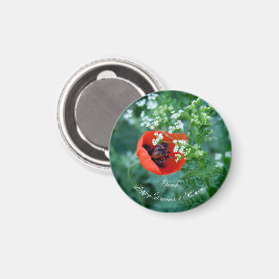 Makro-Rote Mohnblumen-Foto   Personalisierter Blum Magnet