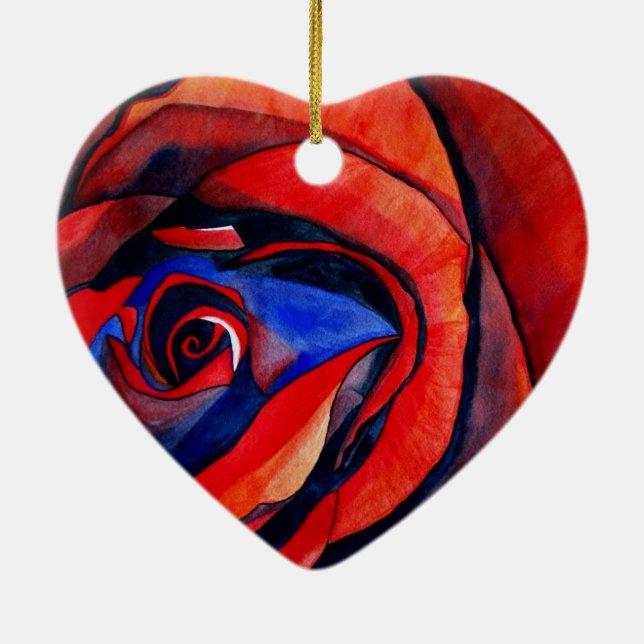 Makro-rote Rose abstrakte Kunstmalerei Keramik Ornament (Hinten)