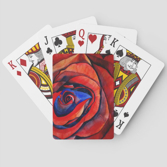 Makro-rote Rose abstrakte Kunstmalerei Spielkarten (Rückseite)