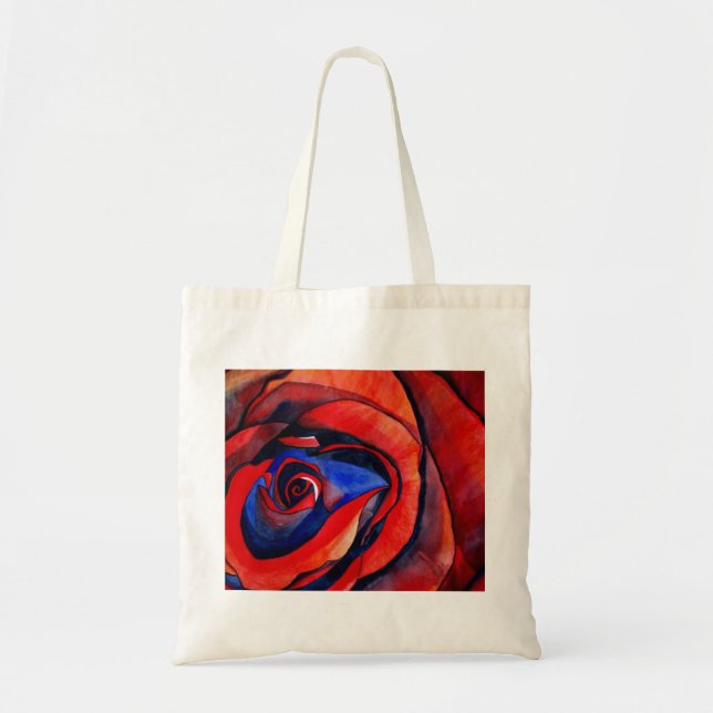 Makro-rote Rose abstrakte Kunstmalerei Tragetasche (Vorne)