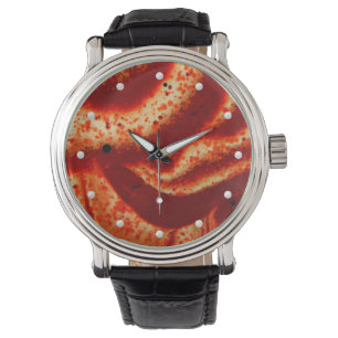 Makrobild des natürlichen roten Jasper Armbanduhr