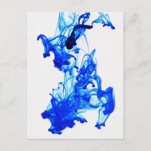 Makrofotografie eines blauen Tintentropfens Postkarte