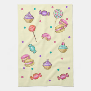 Makronen-Cupcakes-Lollipops und -Donuts Geschirrtuch