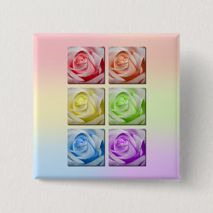 Makroregenbogen-Rosen Button