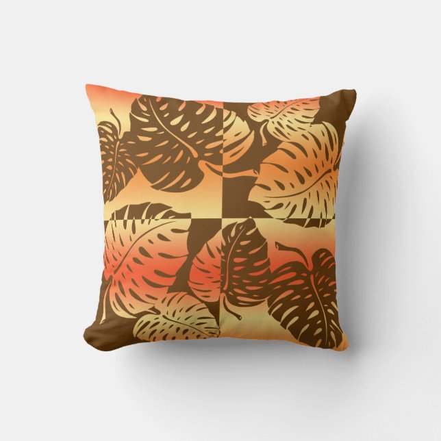 Makua Monstera Hawaiian Striped Blend Pillows Kissen (Vorderseite)