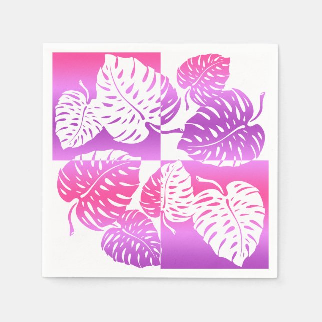 Makua Monstera tropische hawaiianische Streifenble Serviette (Vorderseite)