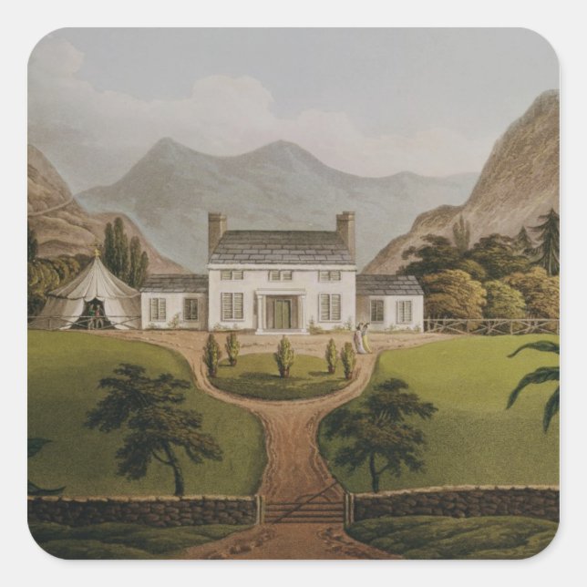 Mal-Maison von Bonaparte in St. Helena, 1821 Quadratischer Aufkleber (Vorderseite)