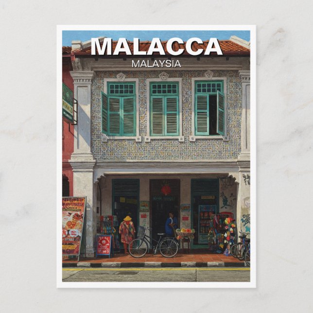 Malacca Heritage Shophouse Malaysia Postkarte (Vorderseite)