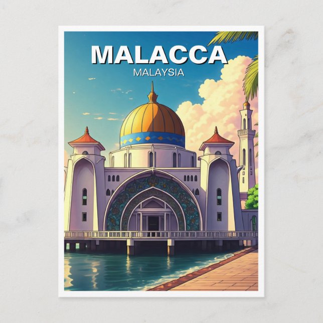 Malacca Straits Mosque Malaysia Postkarte (Vorderseite)