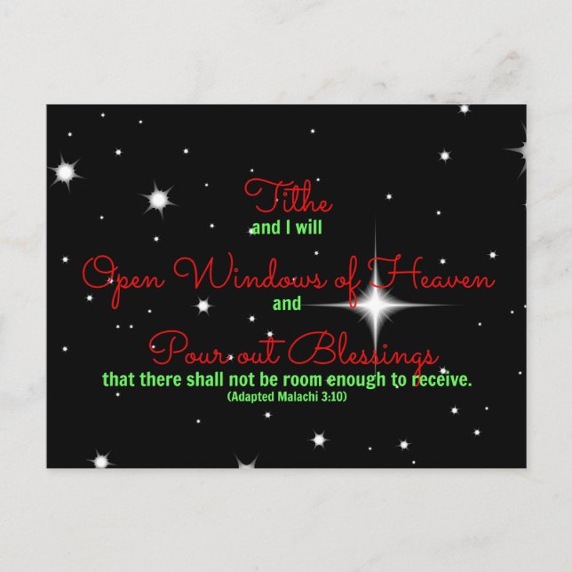 Malachi Bible verse Tithe und ich werde Postkarte (Vorderseite)