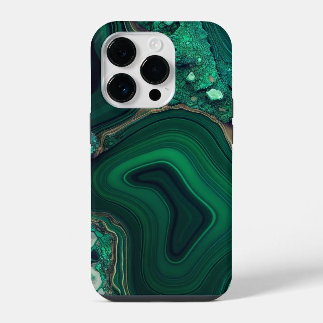 Malachit Cu6CO3(OH)2 iPhone 14 Pro Hülle (Rückseite)