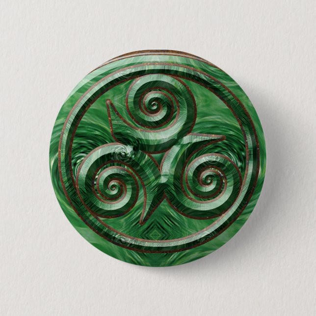 Malachit Triskel Button (Vorderseite)