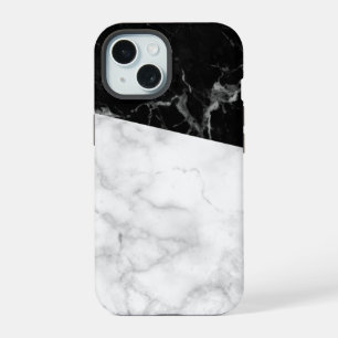 Malachit weiß schwarzer Marmor iPhone 15 Hülle