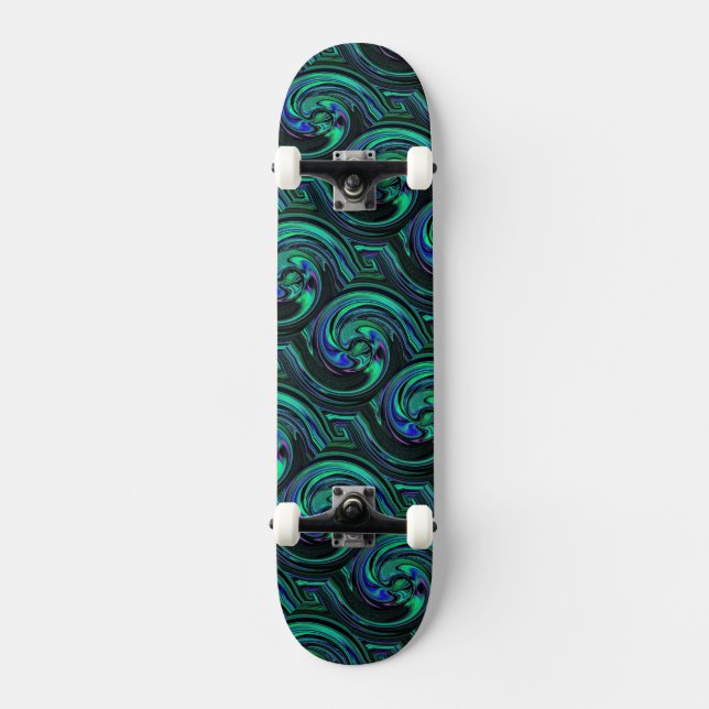 Malachite Azurite Swirl Abstraktes Skateboard (Vorderseite)