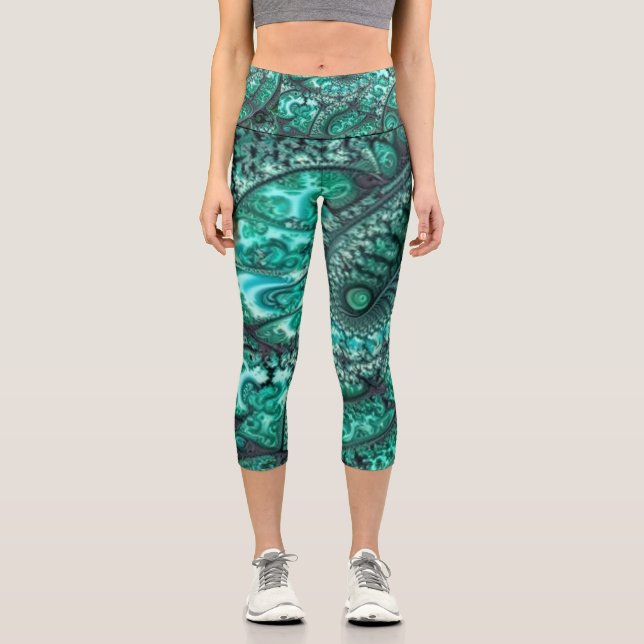 Malachite Fraktal5 Capri Leggings (Vorderseite)