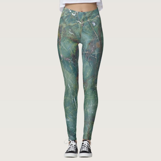 Malachite Grüne Marmor Details Textur Leggings (Vorderseite)