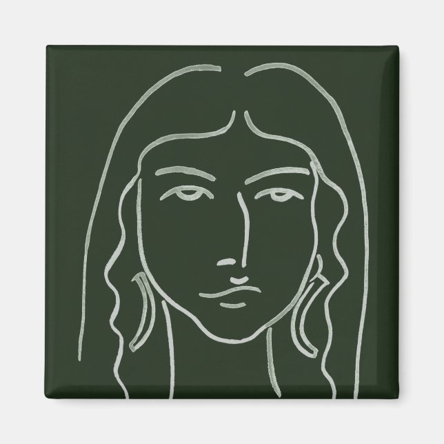 Malachite Portrait mit langer Haare Magnet (Vorne)