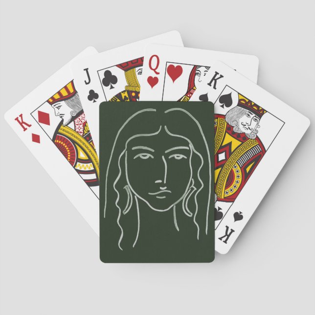 Malachite Portrait mit langer Haare Spielkarten (Rückseite)
