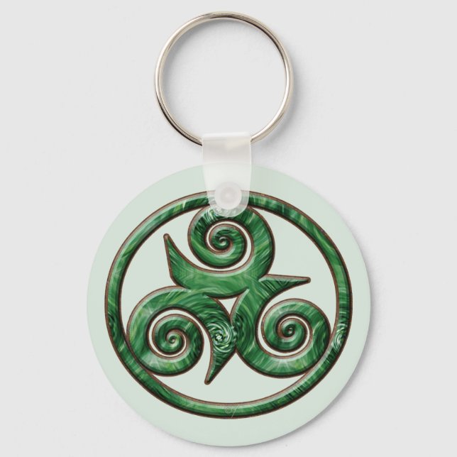Malachite Triskel Schlüsselanhänger (Vorderseite)