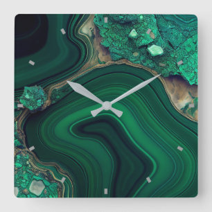 Malachite Wall Clock Quadratische Wanduhr