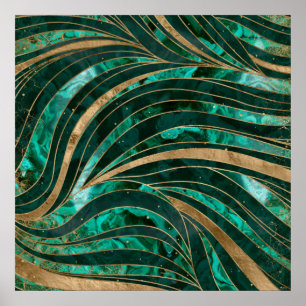 Malachite Wavy Pattern Poster