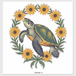 Malaclemys Terrapin And Black Eyed Susan Flowers Aufkleber