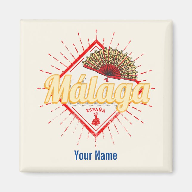 Malaga Andalusien Spanien Retro Flamenco Vintag Magnet (Vorne)