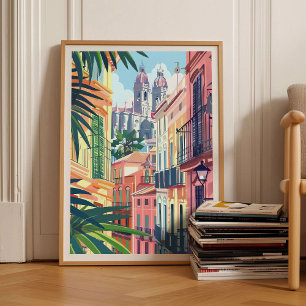 Malaga Druck Malaga Illustration Spanien Reise Pos Poster