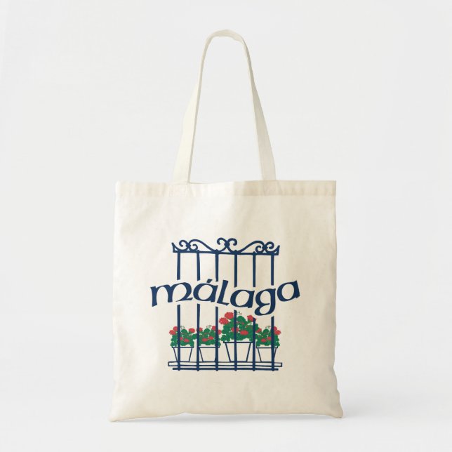 Malaga, Fenster mit Blumen Tragetasche (Vorne)