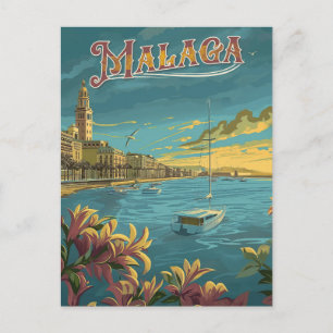 Malaga im Retro-Charme - Vintage-Reise Postkarte