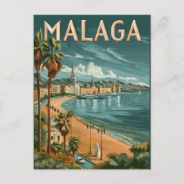 Malaga in Retro Charm - Vintage Reise Postkarte