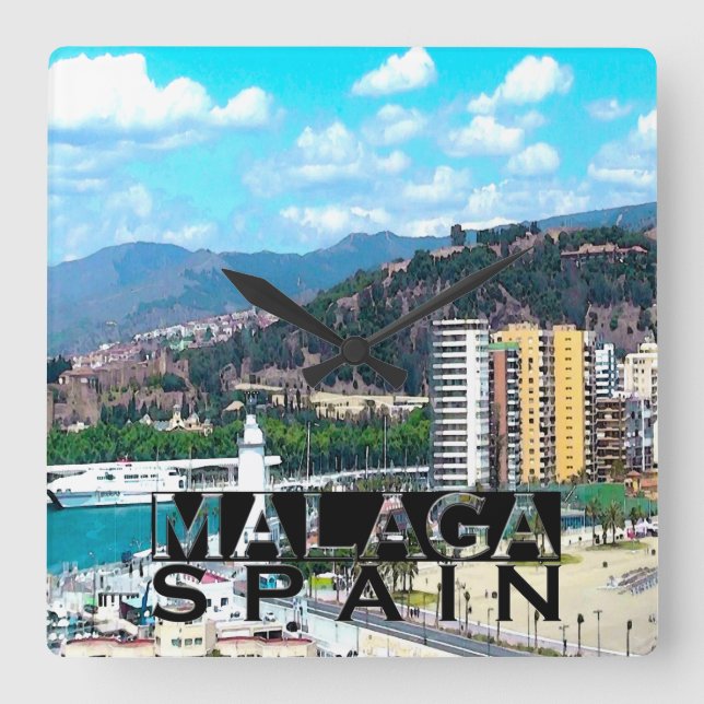 Malaga Quadratische Wanduhr (Vorderseite)