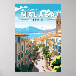 Malaga Spanien Reise Kunst Vintage Poster
