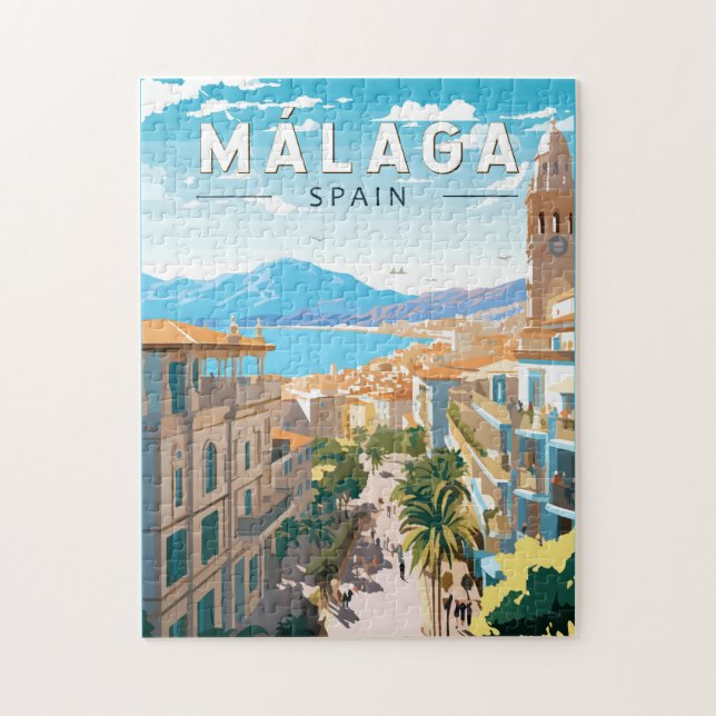Malaga Spanien Reisen Kunst Vintag (Vertikal)