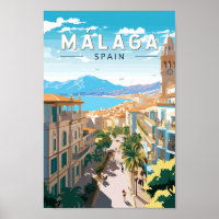 Malaga Spanien Reisen Kunst Vintag