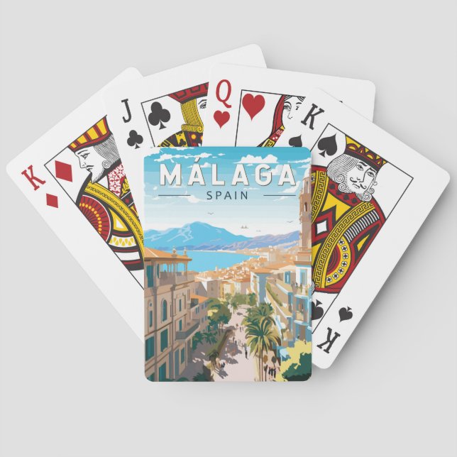 Malaga Spanien Reisen Kunst Vintag Spielkarten (Rückseite)