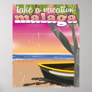 Malaga Spanien Reiseplakat. Poster