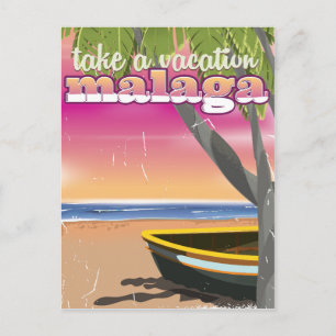 Malaga Spanien Reiseplakat. Postkarte