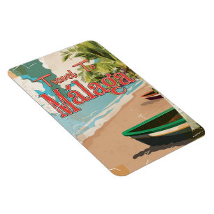 Málaga,Spanien Vintage Urlaubsposter Magnet