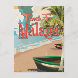 Málaga,Spanien Vintage Urlaubsposter Postkarte