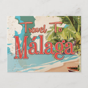 Málaga,Spanien Vintage Urlaubsposter Postkarte