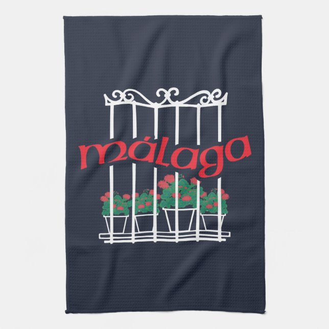 Malaga, window with flowers geschirrtuch (Vertikal)