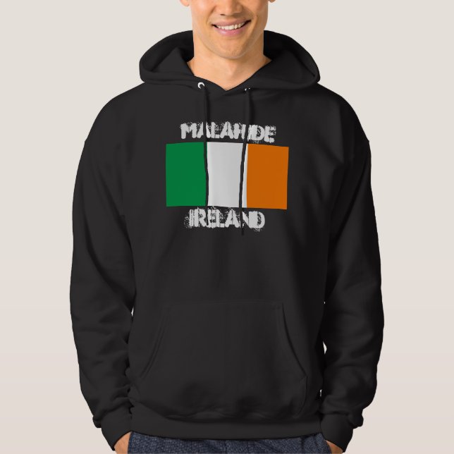 Malahide, Irland mit irischer Flagge Hoodie (Vorderseite)