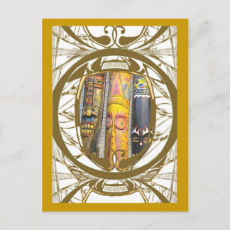 Malaiische Masken Postkarte